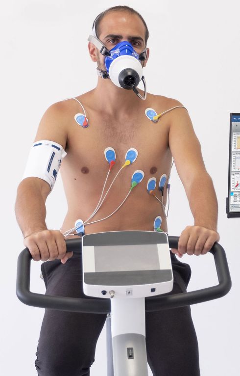 Man on bike doing the ECG test