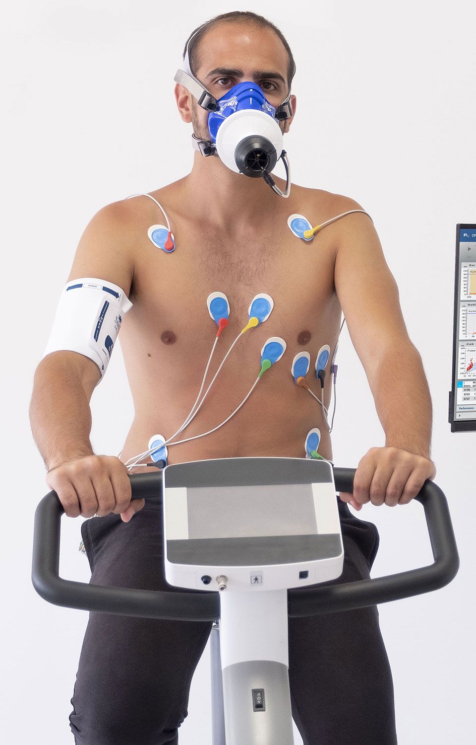 Man on bike doing the ECG test 
